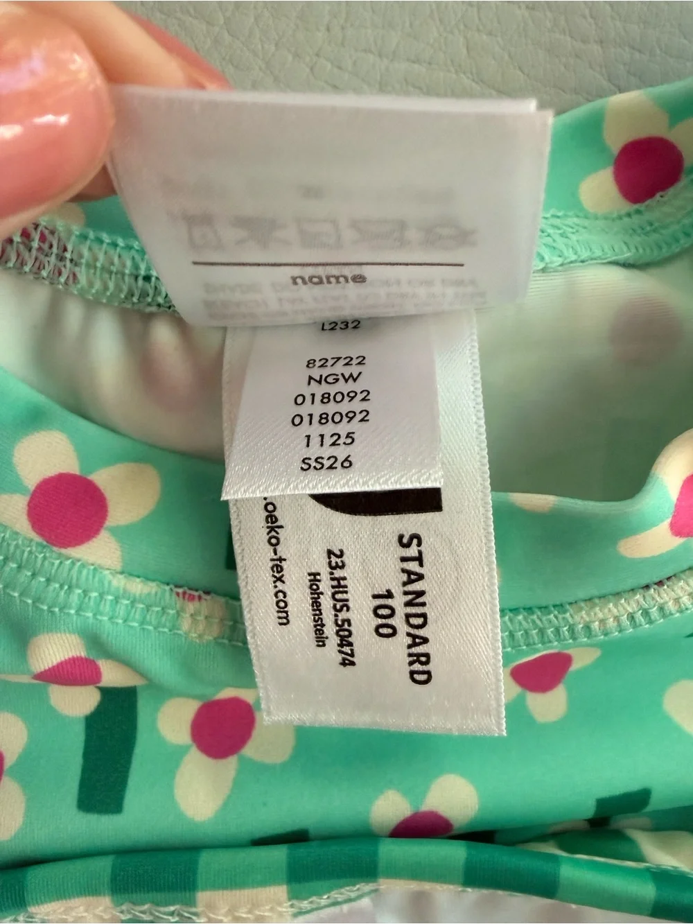 Hanna Andersson Rashguard & Skirted Bikini Bottoms Set Flowers on Green 2T - New